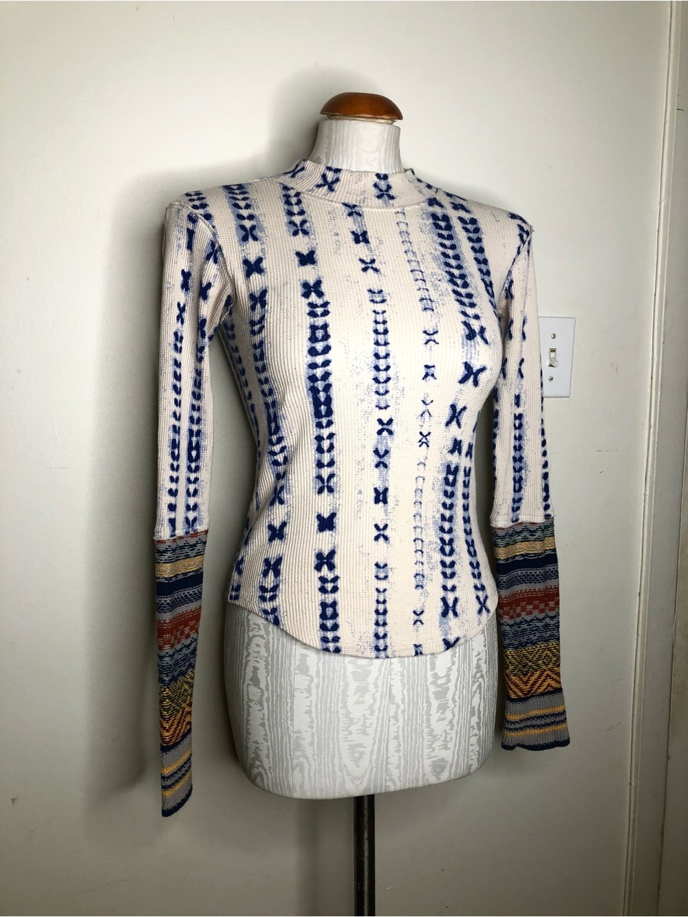 Free People Patterned Mock Neck long sleeve